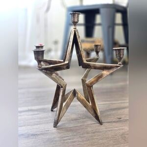 Restoration Hardware Vintage Star Light Candleabra Silver Plate 3D Christmas